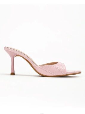 Pink Croc-Embossed Stiletto Mule